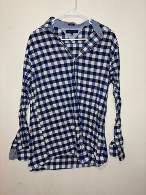 Tommy Hilfiger Navy and White Gingham Button-Down Shirt